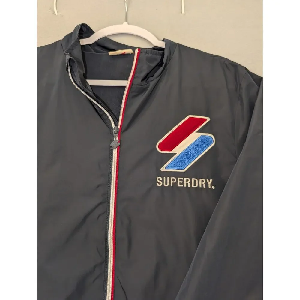 Superdry Track Cagoule Windbreaker Jacket Men’s Large Navy Blue Full Zip